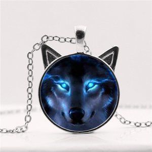 Wolf Necklace Wolf Pendant Jewelry Glass Cabochon